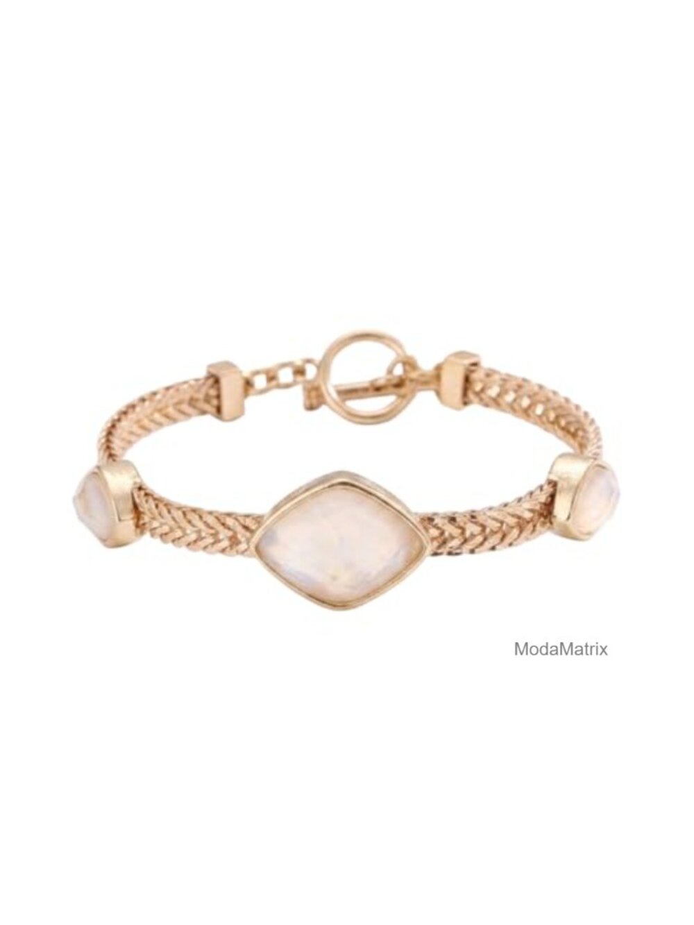 Vintage Natural Shell Chunky Gold Braided Chain Bracelet